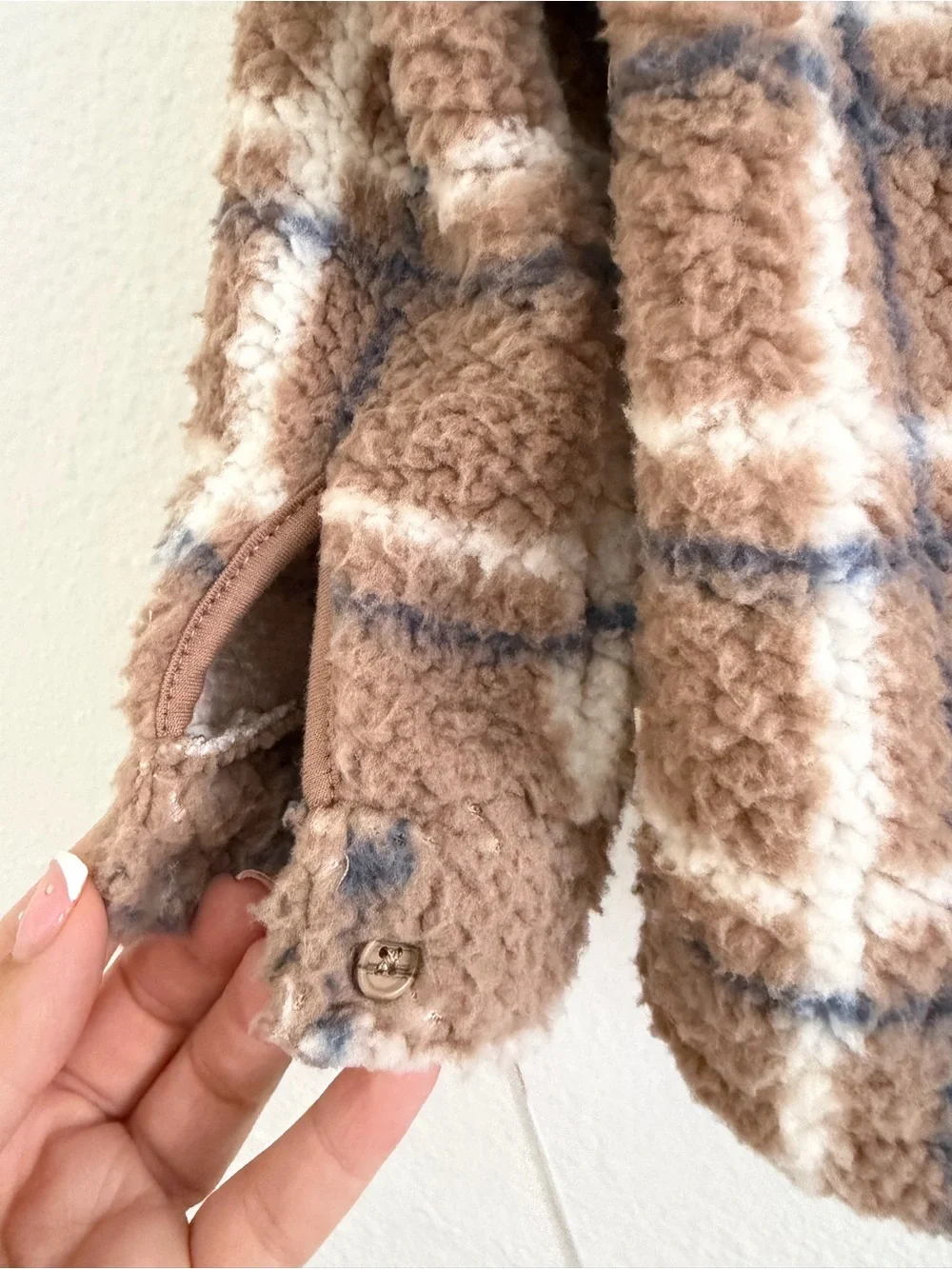 Huggies Sherpa Plaid Jacket - Brown & Cream